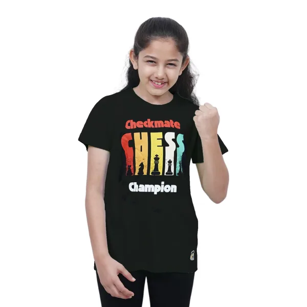 Unisex Kids’ T-Shirt | Light Green Checkmate Digital Print | Soft Cotton-Modal Blend | Stylish, Breathable & Durable Everyday Wear for Boys & Girls