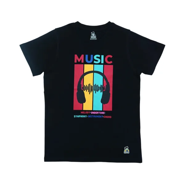 Kids’ Unisex T-Shirt  | “Music” Graphic Digital Print | Soft Cotton-Modal Blend | Breathable, Stretchable & Durable Casual Wear for Boys & Girls