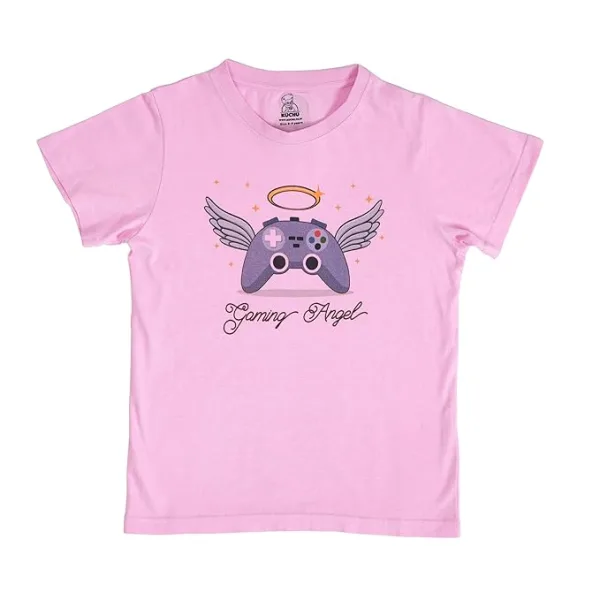 Unisex Gaming Angel Print Cotton Modal T Shirt Vibrant Colors