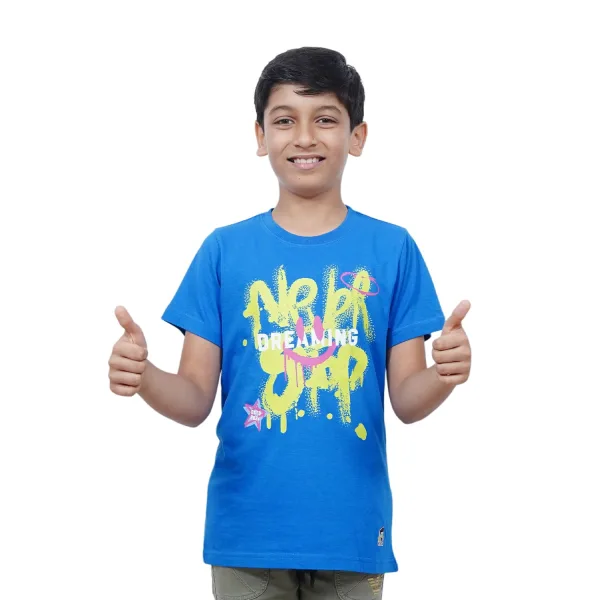 Kids Dark Blue Dream Print Cotton Modal T Shirt Casual Wear