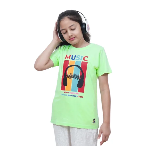 Kids Music Print Cotton Modal T Shirt Stretchable Casual Wear