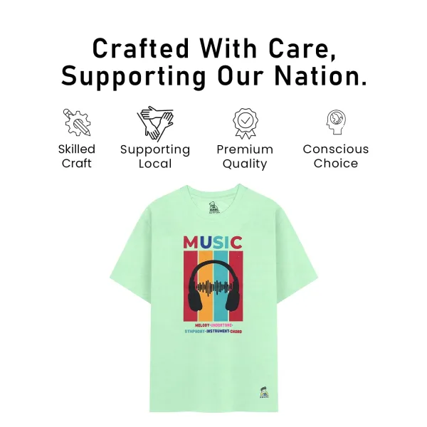 Kids Music Print Cotton Modal T Shirt Stretchable Casual Wear