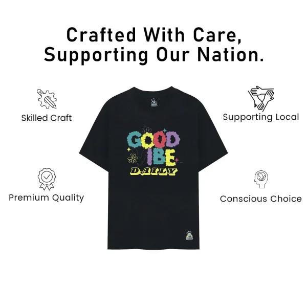 Kids Good Vibes Cotton Modal T Shirt Soft Breathable Casual