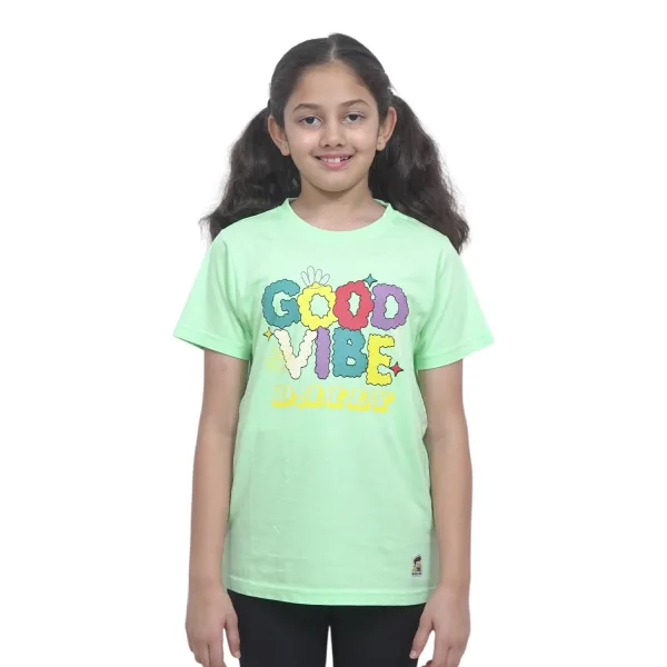 Kids’ Unisex T-Shirt for (Light Gray) “Good Vibes” Digital Print | Cotton-Modal Blend | Soft, Breathable, and Durable Casual Wear for Boys & Girls