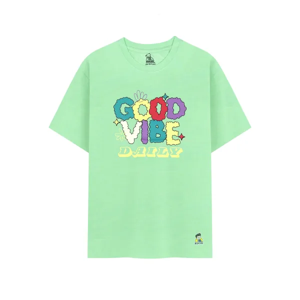 Kids Good Vibes Digital Print Cotton Modal T Shirt Light Gray