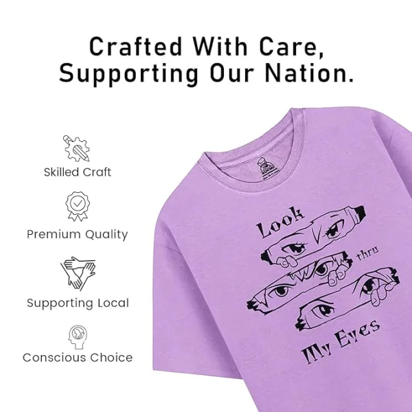 Kids’ Unisex T-Shirt “Look Thru My Eyes” Digital Print | Cotton-Modal Blend | Super Soft, Breathable, Lightweight & Durable Casual Wear for Boys & Girls