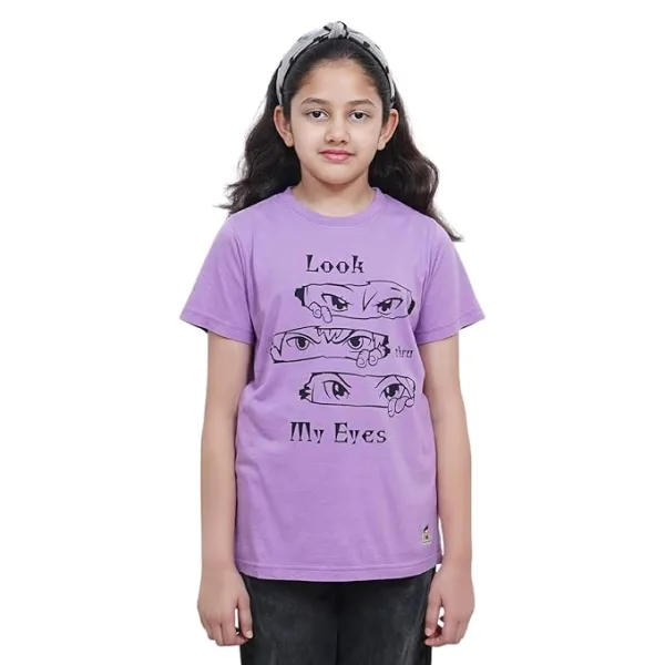 Kids’ Unisex T-Shirt “Look Thru My Eyes” Digital Print | Cotton-Modal Blend | Super Soft, Breathable, Lightweight & Durable Casual Wear for Boys & Girls