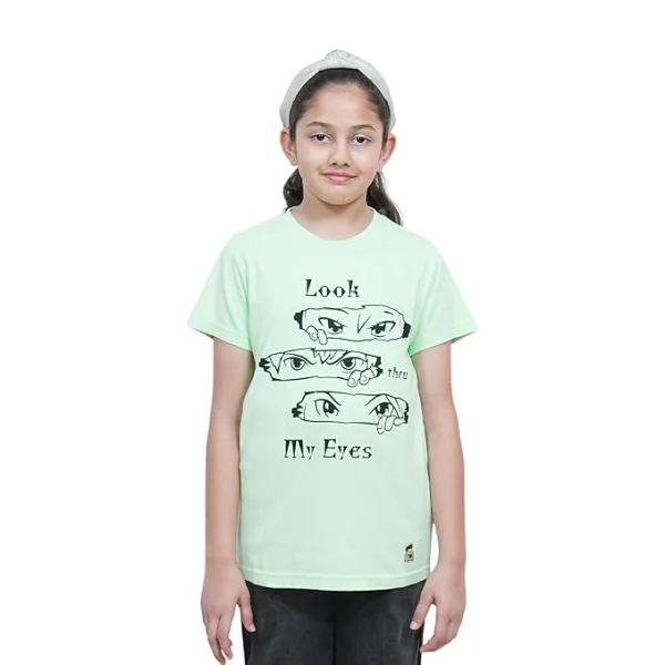 Kids’ Unisex T-Shirt “Look Thru My Eyes” Digital Print | Cotton-Modal Blend | Super Soft, Breathable, Lightweight & Durable Casual Wear for Boys & Girls