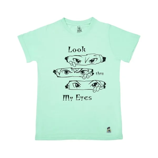 Kids’ Unisex T-Shirt “Look Thru My Eyes” Digital Print | Cotton-Modal Blend | Super Soft, Breathable, Lightweight & Durable Casual Wear for Boys & Girls