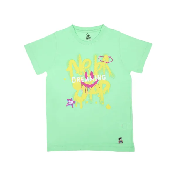 Kids’ Unisex T-Shirt (Dark Blue) – “Never Stop Dreaming” Digital Print | Soft Cotton-Modal Blend | Breathable, Comfortable & Stylish Everyday Wear for Boys & Girls