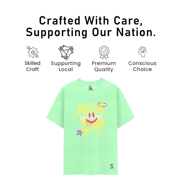 Kids’ Unisex T-Shirt (Dark Blue) – “Never Stop Dreaming” Digital Print | Soft Cotton-Modal Blend | Breathable, Comfortable & Stylish Everyday Wear for Boys & Girls