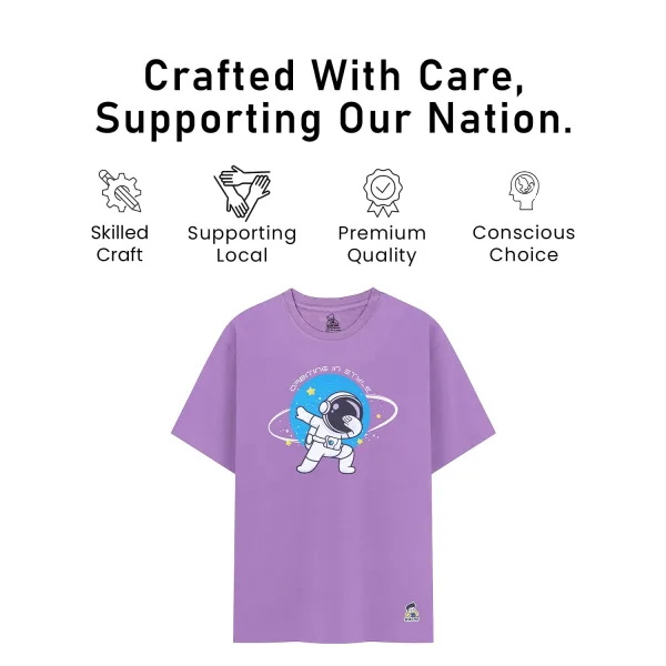 Kids Orbiting Space Graphic Cotton Modal T Shirt Soft Breathable