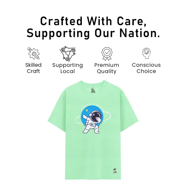 Kids’ Unisex T-Shirt  | “Orbiting” Space-Themed Digital Print | Ultra-Soft Cotton-Modal Blend, Breathable & Durable Casual Wear for Boys & Girls