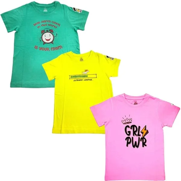 Unisex Kids Cotton Modal Graphic T Shirt Set of 3