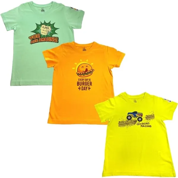 New Launch'23 Unisex Tshirt for Boys and Girls- Set of 3|Super Combed Cotton-Modal Fiber|Soft Fabric |Breathable Fabric|Digitally Printed|Unique Design|Vibrant Colour |Half Sleeves |Round Neck