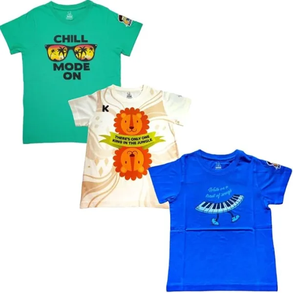 New Launch'23 Unisex Tshirt for Boys and Girls- Set of 3|Super Combed Cotton-Modal Fiber|Soft Fabric |Breathable Fabric|Digitally Printed|Unique Design|Vibrant Colour |Half Sleeves |Round Neck
