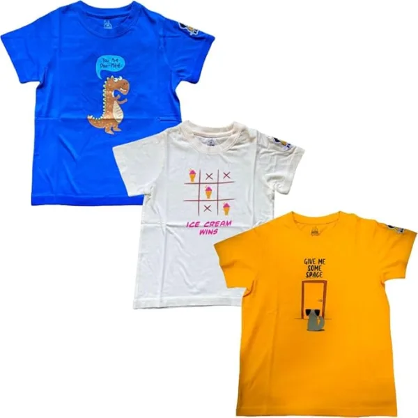 New Launch'23 Unisex Tshirt for Boys and Girls- Set of 3|Super Combed Cotton-Modal Fiber|Soft Fabric |Breathable Fabric|Digitally Printed|Unique Design|Vibrant Colour |Half Sleeves |Round Neck