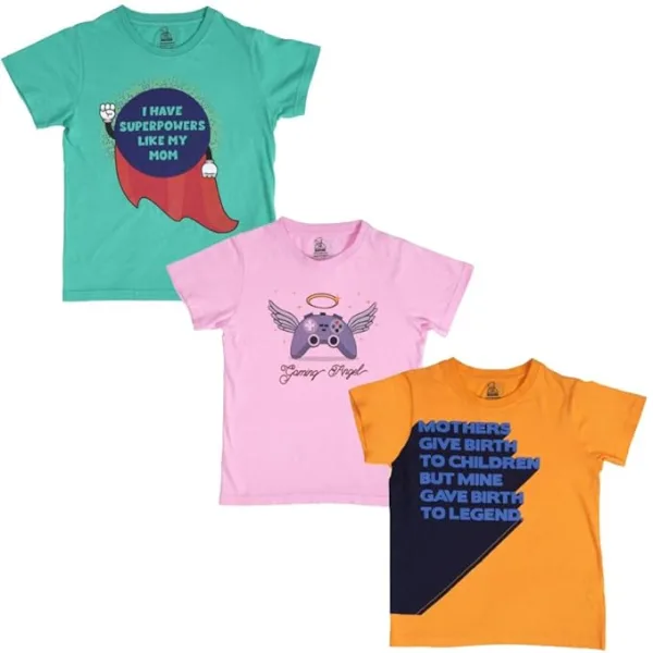 New Launch'23 Unisex Tshirt for Boys and Girls- Set of 3|Super Combed Cotton-Modal Fiber|Soft Fabric |Breathable Fabric|Digitally Printed|Unique Design|Vibrant Colour |Half Sleeves |Round Neck