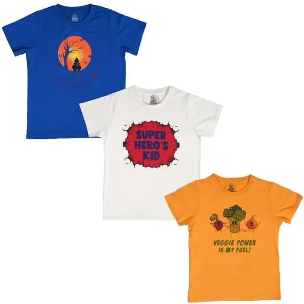 New Launch'23 Unisex Tshirt for Boys and Girls- Set of 3|Super Combed Cotton-Modal Fiber|Soft Fabric |Breathable Fabric|Digitally Printed|Unique Design|Vibrant Colour |Half Sleeves |Round Neck