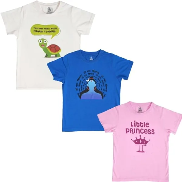New Launch'23 Unisex Tshirt for Boys and Girls- Set of 3|Super Combed Cotton-Modal Fiber|Soft Fabric |Breathable Fabric|Digitally Printed|Unique Design|Vibrant Colour |Half Sleeves |Round Neck