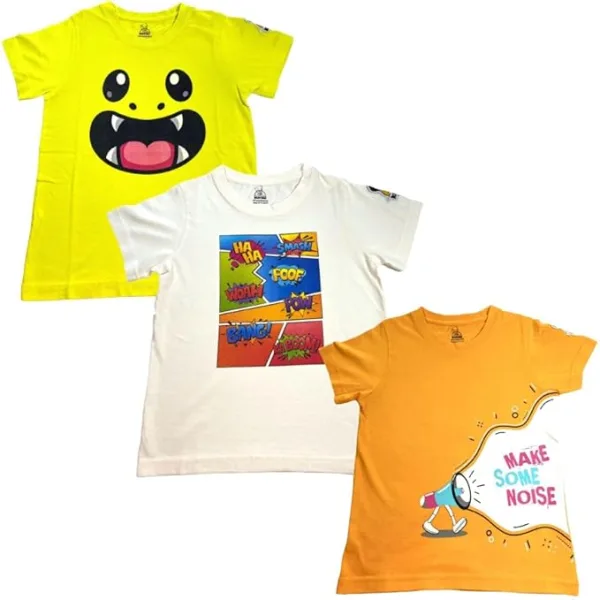 New Launch'23 Unisex Tshirt for Boys and Girls- Set of 3|Super Combed Cotton-Modal Fiber|Soft Fabric |Breathable Fabric|Digitally Printed|Unique Design|Vibrant Colour |Half Sleeves |Round Neck