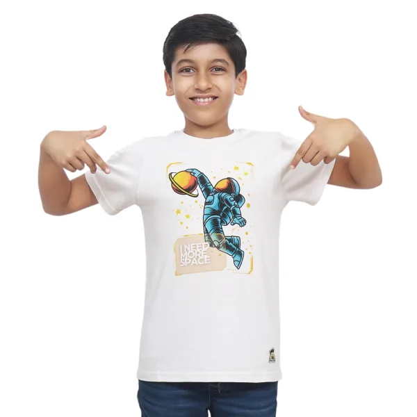 Kids’ Unisex T-Shirt “More Space” Digital Print | Premium Cotton-Modal Blend | Soft, Breathable & Durable Casual Wear for Boys & Girls