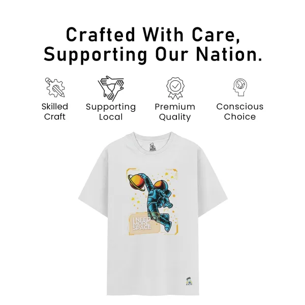 Kids’ Unisex T-Shirt “More Space” Digital Print | Premium Cotton-Modal Blend | Soft, Breathable & Durable Casual Wear for Boys & Girls