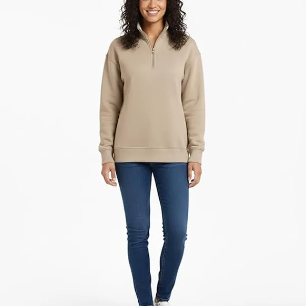 Women Full Zipper Hoodie Sweatshirt Relaxed Fit Winter Top