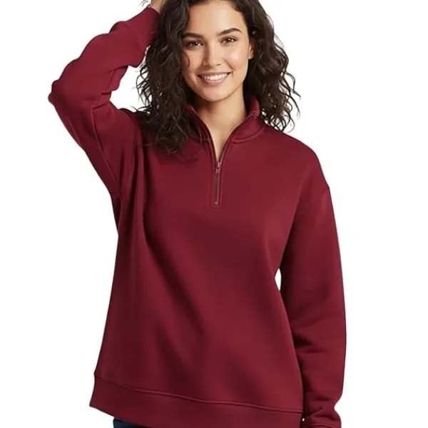 Women Quarter Zip Hoodie Comfortable Casual Winter Wear
