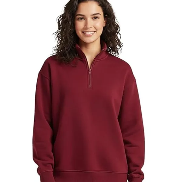 Women Quarter Zip Hoodie Comfortable Casual Winter Wear