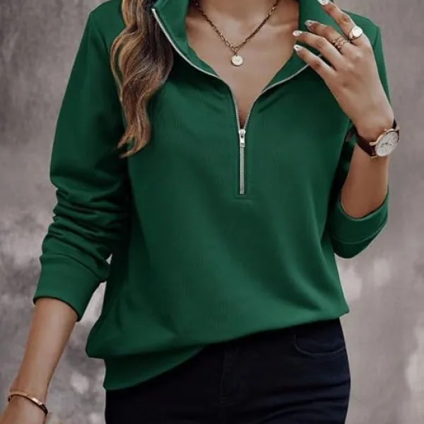 Women Quarter Zip Pullover Fleece Sweatshirt Winter Wear