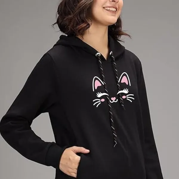 Women Pocket Style Cute Hoodie Casual Winter Sweatshirt