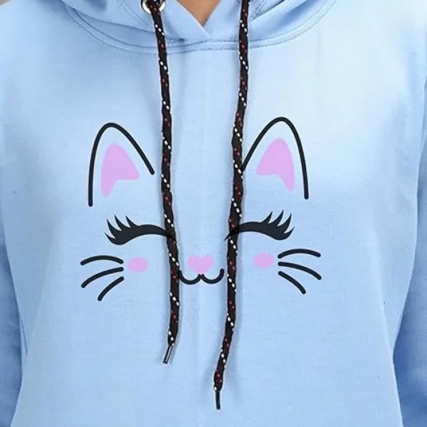 Women Casual Drawstring Hoodie Soft Cotton Blend Sweatshirt