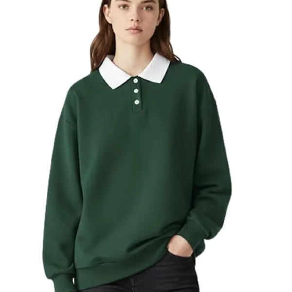 Women's Casual Oversized Casual Relaxed Fit Collar Long Sleeve Sweatshirt I Warm Hoodie for Girls, Travel & Winter Wear