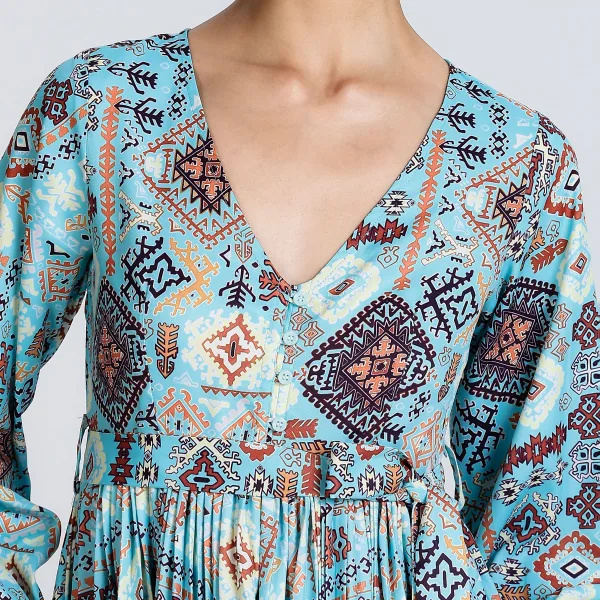 GEOMETRIC PRINTED MAXI DRESS