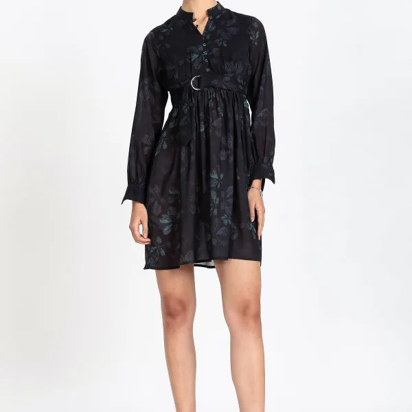 Black Printed Mini Dress Women Stylish Everyday Outfit