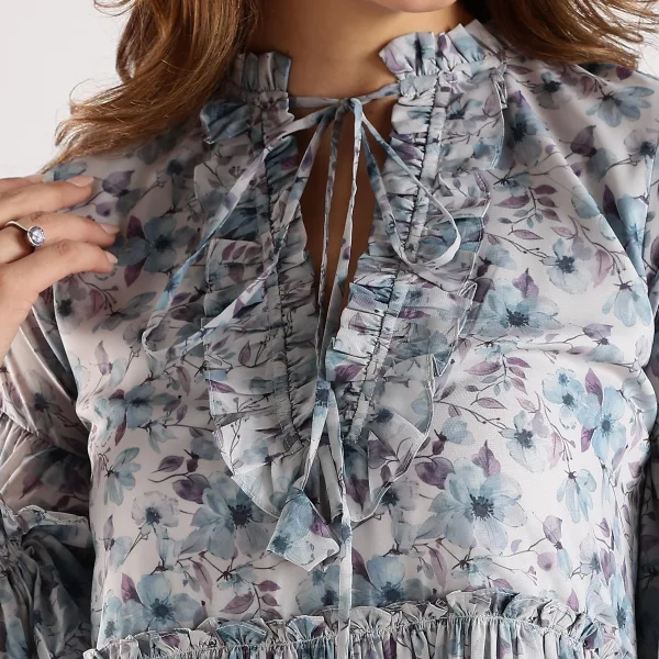 Women Ruffle Printed Dress Trendy Daywear Outfit