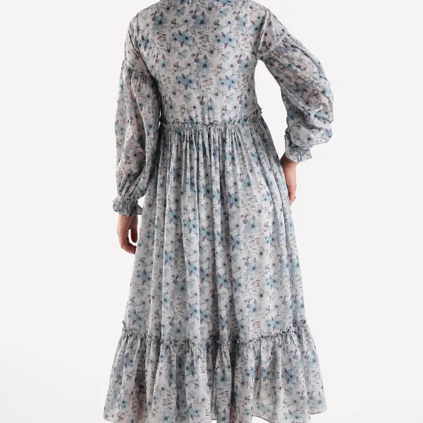 Women Ruffle Printed Dress Trendy Daywear Outfit