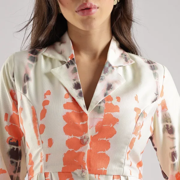 Women Shibori Midi Dress Stylish Ethnic Fusion Wear