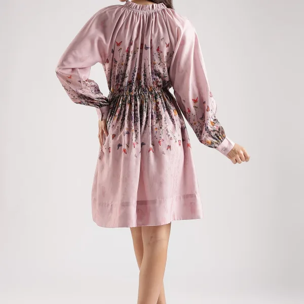 Floral Printed Mini Dress for Women Stylish Casual Wear