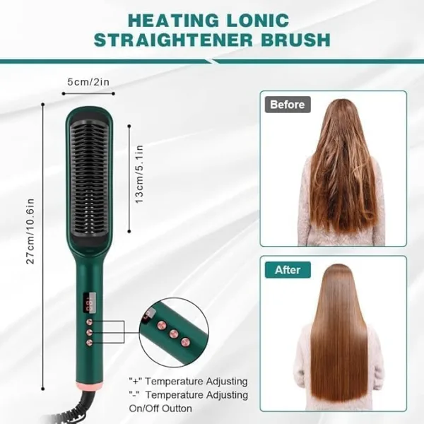 3 in 1 Electric Hair Straightener Brush with Temperature Control