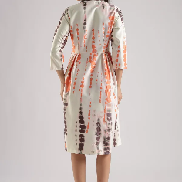 Shibori Midi Dress for Women Elegant Casual Wear