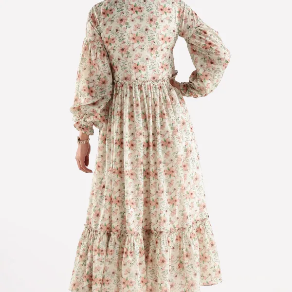 RUFFLE PRINTED DRESS