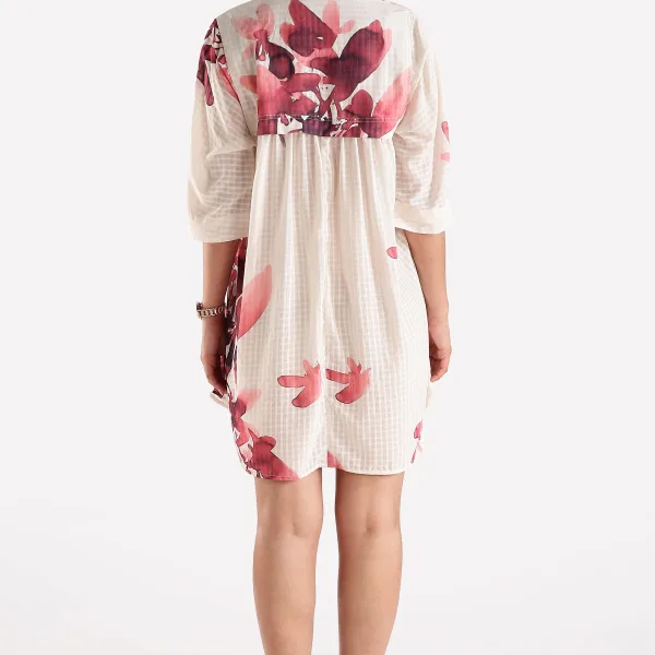 Red Printed Shirt Dress for Women Casual Western Wear