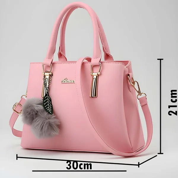 Premium Quality Women’s Stylish Handbag | Elegant PU Leather Shoulder & Tote Bag for Ladies | Spacious Multi-Compartment Design with Golden Hardware & Fur Ball Charm | Perfect for Office, Daily Use, Travel & Parties
