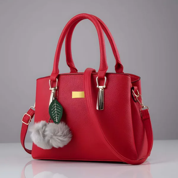 Premium Quality Women’s Stylish Handbag | Elegant PU Leather Shoulder & Tote Bag for Ladies | Spacious Multi-Compartment Design with Golden Hardware & Fur Ball Charm | Perfect for Office, Daily Use, Travel & Parties