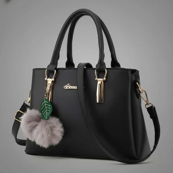 Premium Quality Women’s Stylish Handbag | Elegant PU Leather Shoulder & Tote Bag for Ladies | Spacious Multi-Compartment Design with Golden Hardware & Fur Ball Charm | Perfect for Office, Daily Use, Travel & Parties
