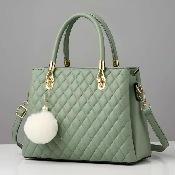 Premium Quality Women’s Stylish Handbag | Elegant PU Leather Shoulder & Tote Bag for Ladies | Spacious Multi-Compartment Design with Golden Hardware & Fur Ball Charm | Perfect for Office, Daily Use, Travel & Parties