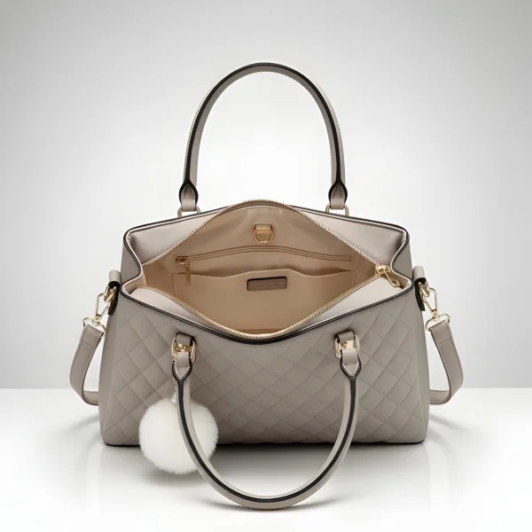 Premium Quality Women’s Stylish Handbag | Elegant PU Leather Shoulder & Tote Bag for Ladies | Spacious Multi-Compartment Design with Golden Hardware & Fur Ball Charm | Perfect for Office, Daily Use, Travel & Parties