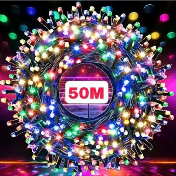 50 Meter Copper LED Serial Light With 8 Lighting Modes For Festivals